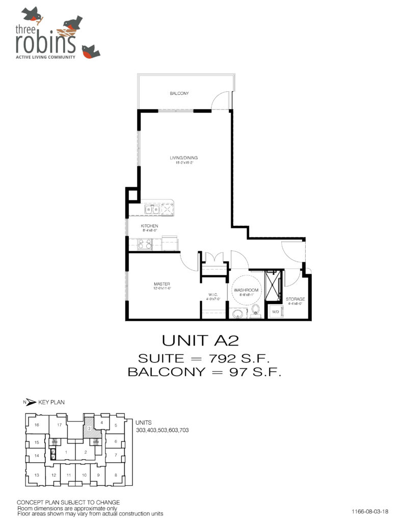 Unit A2 Floor Plan at Three Robins Stony Plain