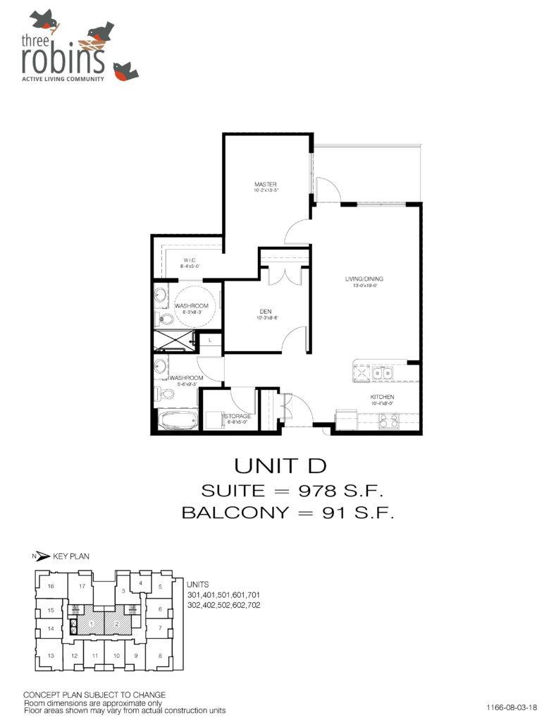 Unit D Floor Plan at Three Robins Stony Plain