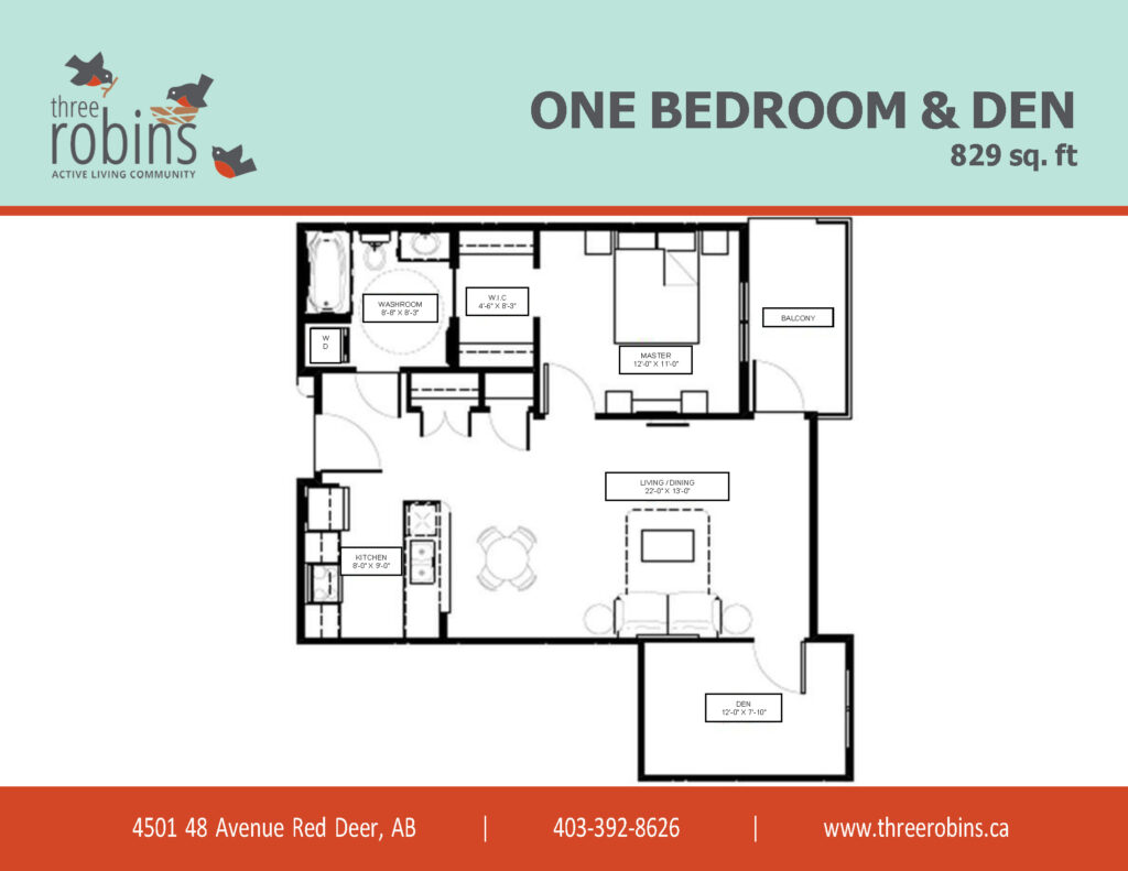 Three Robins Red Deer One Bedroom Plus Den