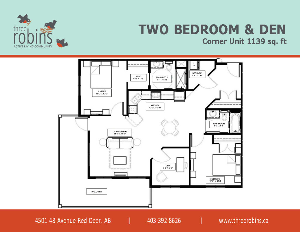 Three Robins Red Deer Two Bedroom Plus Den